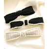 VINGTAINE H7649-BKWH- Barrette, Ribbon, Beaded, Trim, Bi-Color, Hair Clip, Hair