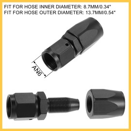 REPAIROCK 8pcs AN6 Straight Swivel Hose End Fitting Adapter for Braided Fuel Hose Black Auto Replacement Parts