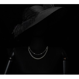 COOLSTEELANDBEYOND Silver Layered Necklace for Women Imitation Pearl Necklace Link Chain Choker Punk Statement Style