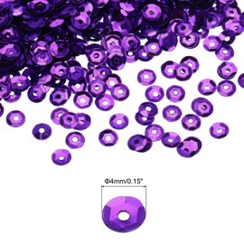 MECCANIXITY Lentejuelas Sueltas de 4mm, Lentejuelas Plateadas con Respaldo, 3000 Piezas de Lentejuelas en Forma de Copa para Manualidades, Joyería y Costura, Color Morado Intenso