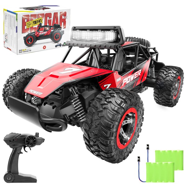 BEZGAR TB141 RC Cars-1:14 Scale 2WD High Speed 20 Km/h All Terrains Electric Toy Off Road Remote Control Vehicle Truck Crawler with Two Rechargeable Batteries for Boys,Girls Kids and Adults