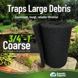 Aquatic Experts Aquatic Experts Classic Koi Pond Filter Pad COARSE C Bulk Roll Pond Filter Media, Rigid Ultra-Durable Latex Coated Fish Pond Filter Material US (12" x 72", Coarse (Black))