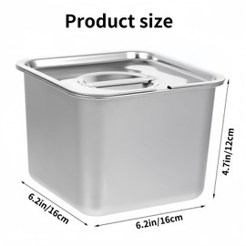 Wzenclave Ice Cream Box Ice Cream Freezer Containers Food Storage Container with Lid Silver Stainless Steel