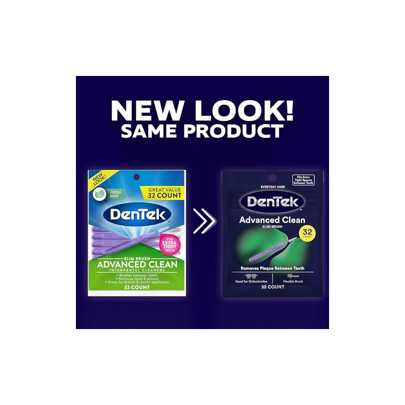 DenTek Slim Brush Advanced Clean, Interdental Brushes for Cleaning Between