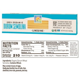 Bionaturae Linguine Durum Semolina Pasta | Durum Semolina Linguine | Non-GMO | Kosher | USDA Certified Organic | Made in Italy | 16 oz (6 Pack)