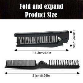 10 PCS Portable Travel Brush Folding Pocket Comb Foldable Hair Brush for Women and Men Mini Plastic Teasing Brush for Purse (Black)