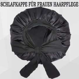 Pack of 2 Anti-Off Hair Silk Satin Bonnet, Black + Black