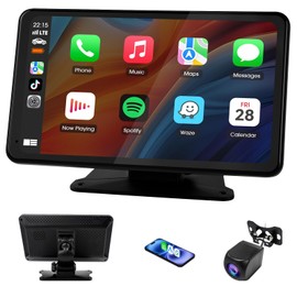 Haudio 7" Portable Car Stereo with Wireless CarPlay/Android Auto, HD Touchscreen Car Radio with Backup Camera/Voice Control/BT 5.0/ GPS/FM Satellite Radio/SD/TF Card for All Vehicles
