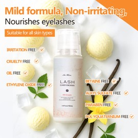 AuReve Lash Shampoo Concentrate 100ml Lash Extension Cleanser Oil-Free Eyelash Extension Shampoo with Salon Home Care -Makes 20 Bottles 60ml Eyelash Cleaner,Ice Cream