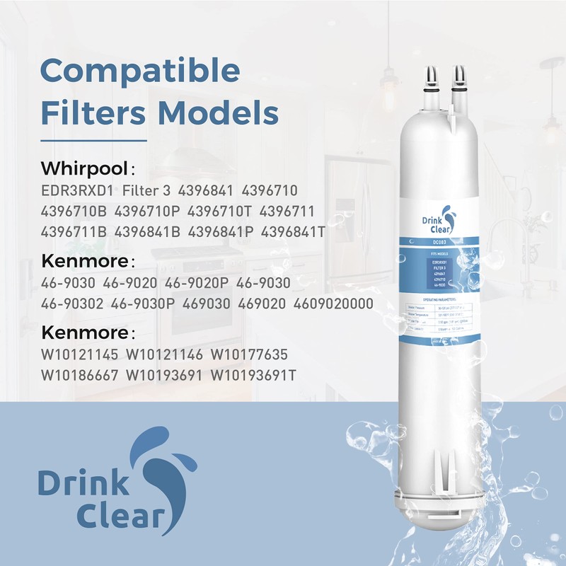 EDR3RXD1 Water Filter Replacement, Compatible with 4396841, Filter 3, 4396710,