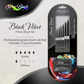 Silver Brush Limited WC-3207S Black Velvet Must Have Rounds Set, Set of 7 Brushes, Round Brushes in Sizes 0, 2, 4, 6, 8, 10, and 12