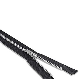 30 Inch Black Metal Zipper with Silver Brass Teeth – Heavy Duty Separating Zipper for Sewing, Jackets & Craft Projects