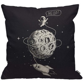 HGOD DESIGNS Space Cushion Cover,Astronaut Spaceship Moon Planet Spacecraft Throw Pillow Case Home Decorative for Men/Women Living Room Bedroom Sofa Chair 18X18 Inch Pillowcase 45X45cm