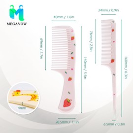MEGAVOW Hair Brush Set for Girls Fine Teeth Detangling Comb and Brush Hairdressing Rat Tail Brush for Girls Boys Wet Dry Hair Styling Women Cute 4 Pieces