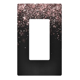 Rose Gold Black Glitter Wall Plate Cover Size 1-Gang 4.6" x 2.9", Single Rocker Switch Plates, Unbreakabl Light Switch or Receptacle Outlet Wall Plate