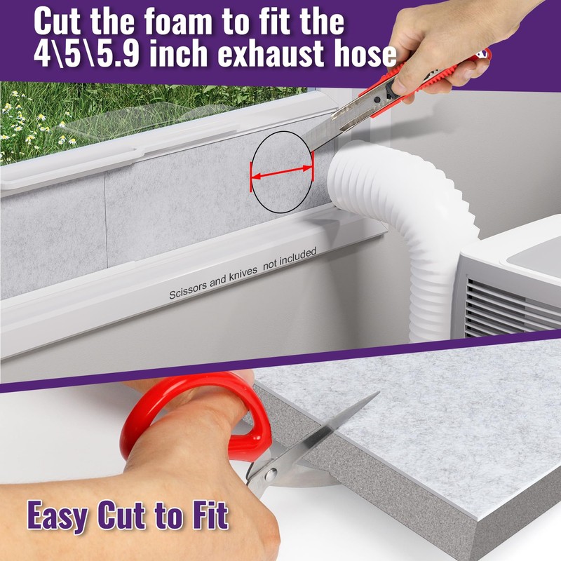 Mxclimate Insulated Foam Panels for Portable AC Window Vent Kit,Adjustable