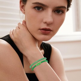 8mm Natürliches Grüne Jade Edelstein Geflochtene Armband, Handgefertigt Einstellbares Grüne Glücks-und Schutz-Armband Fernbeziehung Paar/Freundschafts/Partner Armbänder Schmuck Geschenk