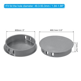 PATIKIL 50mm/2" Plastic Hole Plugs, 6Pcs Flush Type Round Hole Plugs Cover Snap in Locking Hole Tube for Table Kitchen Cabinet Furniture, Dark Grey
