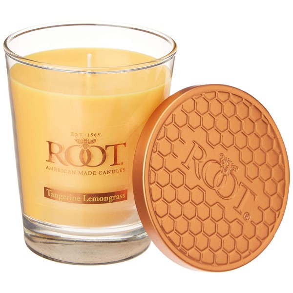 Root Candles 887041 Honeycomb Veriglass Scented Beeswax Blend Candle, Large, Tangerine Lemongrass