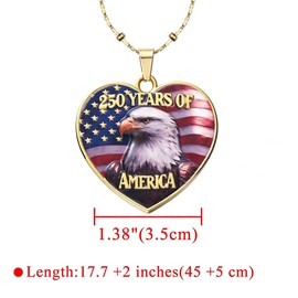 Melix Home America 250 Merchandise American Eagle Flag Necklace Patriotic Commemorative Gifts Necklaces for Celebration 1776-2026
