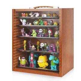 Cathyeen Miniature Display Case Display Cases for Collectibles Miniatures Storage Case Display Shelves Shelf for Collectibles for Mini Action Figures Valuable Collectibles or Crystal Stone (Brown)