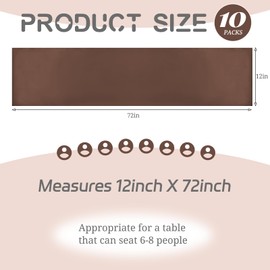 10 Pack Satin Silk Table Runner - Brown, 12 x 72 Inch - Perfect for Weddings, Birthdays & Parties