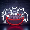 Ramen Cat Neon Sign for Wall Decor Dimmable Ramen Noodles Neon Light for Resturant Dining Hall Kitchen Cave House Man Cave Home Bar Birthday Gifts Wall Art Size 14.9 * 10.3(WZCP201)