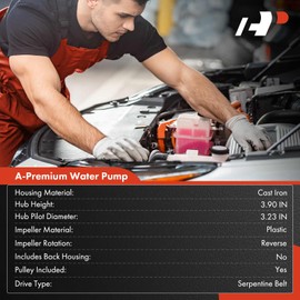 A-Premium Engine Water Pump with Gasket Compatible with Ram 2500 3500 4500 5500 2013-2018 4000 2013 L6 6.7L Diesel