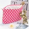 PAZIMIIK Knit Checkered Makeup Bag Large Zipper Make Up Accessory