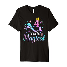 Four Ever Magical 4 Year Old 4th Birthday Girl Mermaid Party Premium T-Shirt