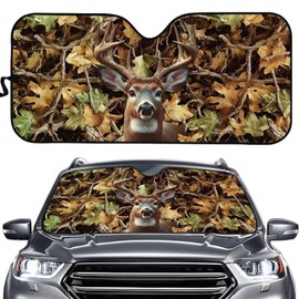 Cozeyat Camo Deer Auto Front Windshield Sun Blocker,Auto Window Sun Shade Cushion,Universal Fit Most Vehicle,Light Sun Shade Heat Visor, Easy to Install