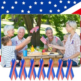 Totelux 30Pcs Memorial Day Ribbon Pins Star American Flag Safety Pin Patriotic 4th of July Pins Brooch for Adult Kids Veteran's Day Charity Fundraising Event Party Supplies Red White Blue