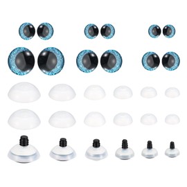 PATIKIL 14-30mm Flash Safety Eyes, 34 Set Doll Eyes with Washers Soft Buttons Realistic Colorful Crocheting Safety Eyes for Decor Crochet Accessories Dolls Craft, Blue