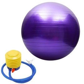 Jazooli Exercise Ball Gym Yoga Swiss Ball Fitness Pregnancy Birthing Balance Stability Slip Resistant Anti Burst Extra Thick Large with Pump, 65cm, Purple