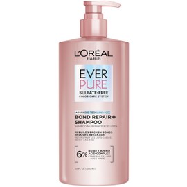L'Oreal Paris Sulfate Free Bond Repair+ Shampoo, Hair Shampoo with Amino Acid Complex, Strengthens and Repairs Damaged or Color Treated Hair, EverPure, 23 Fl Oz (Packaging May Vary)