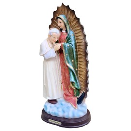 BHEII >Virgen de Guadalupe Con El Papa Juan Pablo II New 12" Tall Statues & Figures