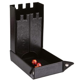 Forged Dice Co. Draco Castle Foldable Dice Tray and Dice Tower - Foldable DND Dice Tray and Dice Rolling Tray Tower - Perfect for Dungeons and Dragons RPG and Tabletop Gaming - Gray