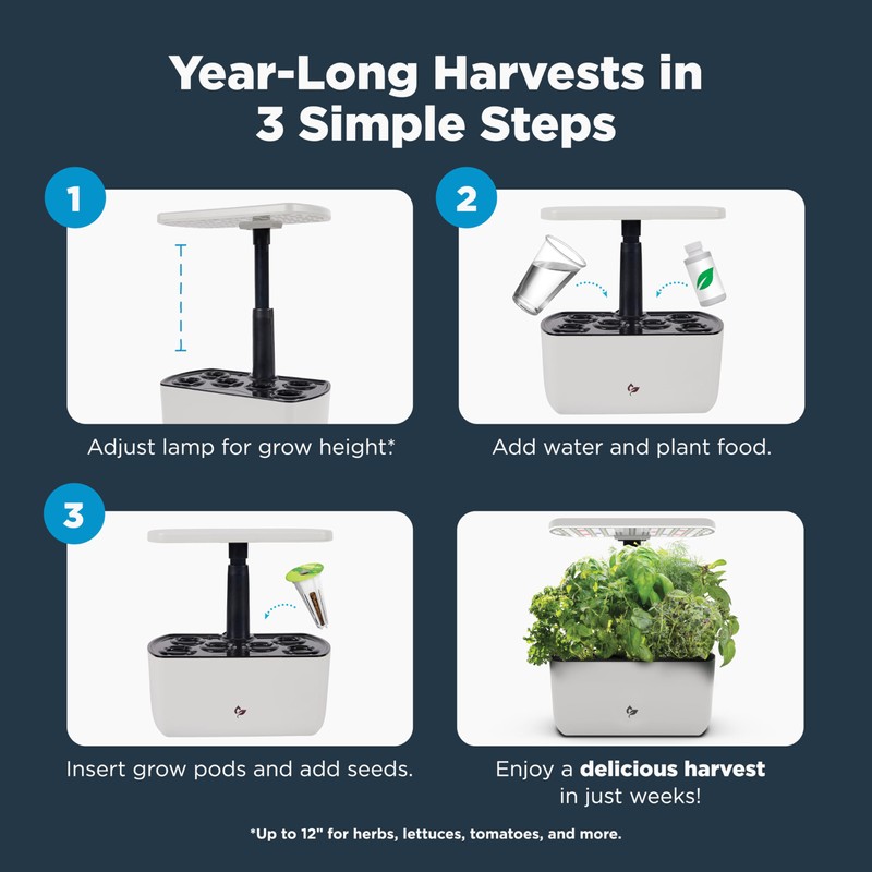 AeroGarden Harvest Lite in Cream, Soil-Free Indoor Hydroponic Garden with