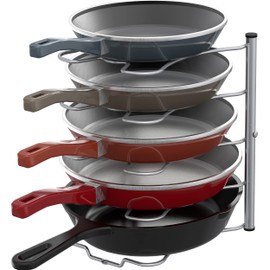 Simple Houseware Cabinet Pantry Pot and Pan Organizer Holder Rack, Silver