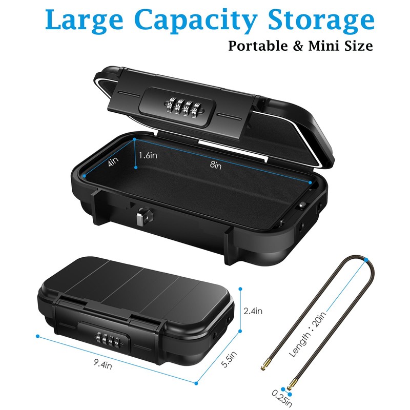 AMIR Travel Safe Portable Lock Box, 4 Digit Combination Lockbox,