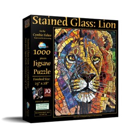 SUNSOUT INC - Stained Glass Lion - 1000 pc Jigsaw Puzzle by Artist: Cynthie Fisher - Finished Size 23" x 28" - MPN# 70720