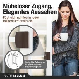 Ante bellum Balcony Door Catch and Balcony Door Handle, Set with Handle Balcony Door Exterior and Balcony Door Closer Including Screws - Ante bellum (RAL 8019)