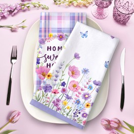 Arquiel Spring Summer Butterfly Tea Towels, Cotton Kitchen Towel 18.9 × 27.5 inch, Quick Drying Dish Cloth for Party Anniversary Holiday Decoration Housewarming Gifts