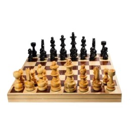 Didakta Ajedrez De Madera 20x20cm. 32pzs. Tablero Plegable, Jgo Mesa