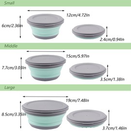 CTForest Set of 3 Portable Camping Foldable Bowls, Reusable Collapsible Bowls, Portable Salad Bowls, Travel, Camping, Picnic, School (Green)