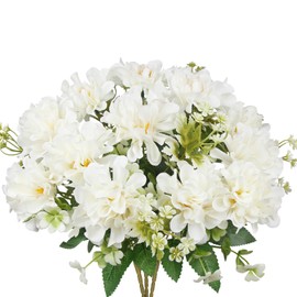 FAICOIA 3 Pcs Artificial Flowers for Outdoors White Faux Geraniums Bush UV Resistant Artificial Topiary Potted Silk Flowers Outdoor for Planters Hanging Basket Window Front Porch Garden Patio Decor