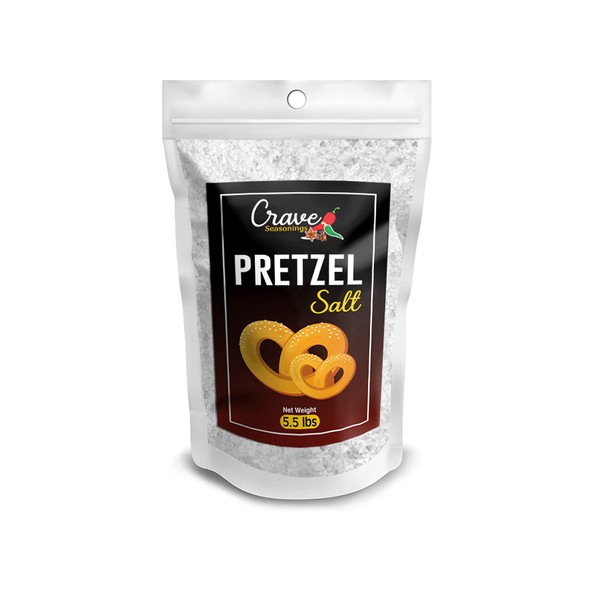 Crave Coarse Pretzel Salt 5.5 Pound Jumbo Bag - Premium All Natural Coarse Food Grade Topping for Soft Pretzels, Bagels & Breads - No Additives