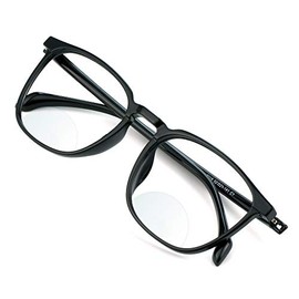 Bifocal Blue Light Blocking Glasses for Women/Men, Computer Reading Glasses, Classic Retro Square Eyewear Reduce Fatigue (Black, 0.00/+2.75 Magnification)