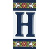 Spanish Flower Letter H Ceramic Tiles with Frame