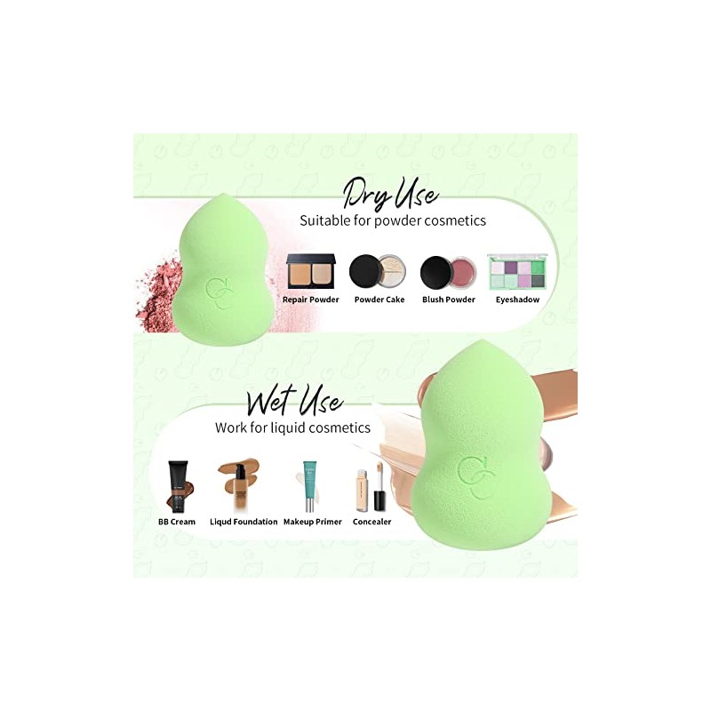 Docolor Esponja Maquillaje Mezcla Base Belleza Uso Seco Húmedo Aplicación